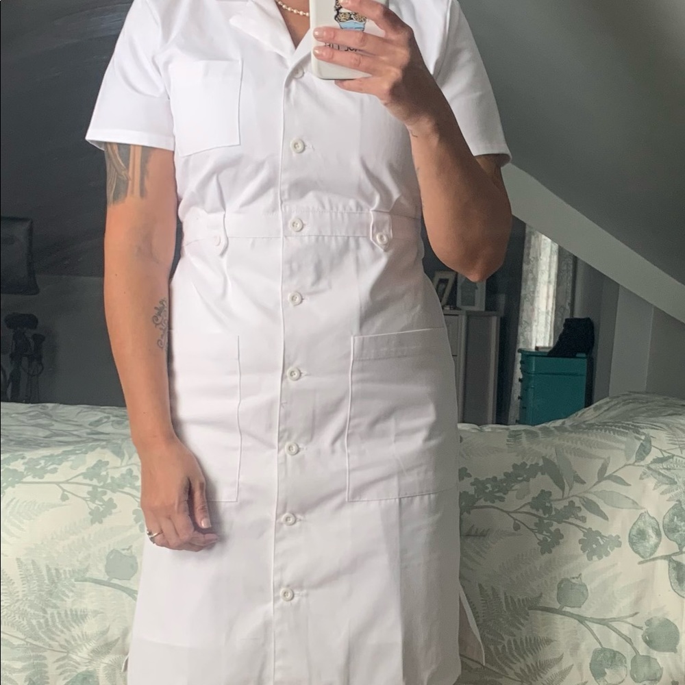 White ALLheart scrub dress / nursing graduation